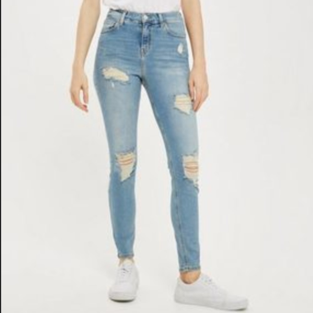 TOPSHOP MOTO Bleach Super Ripped Jamie Jeans